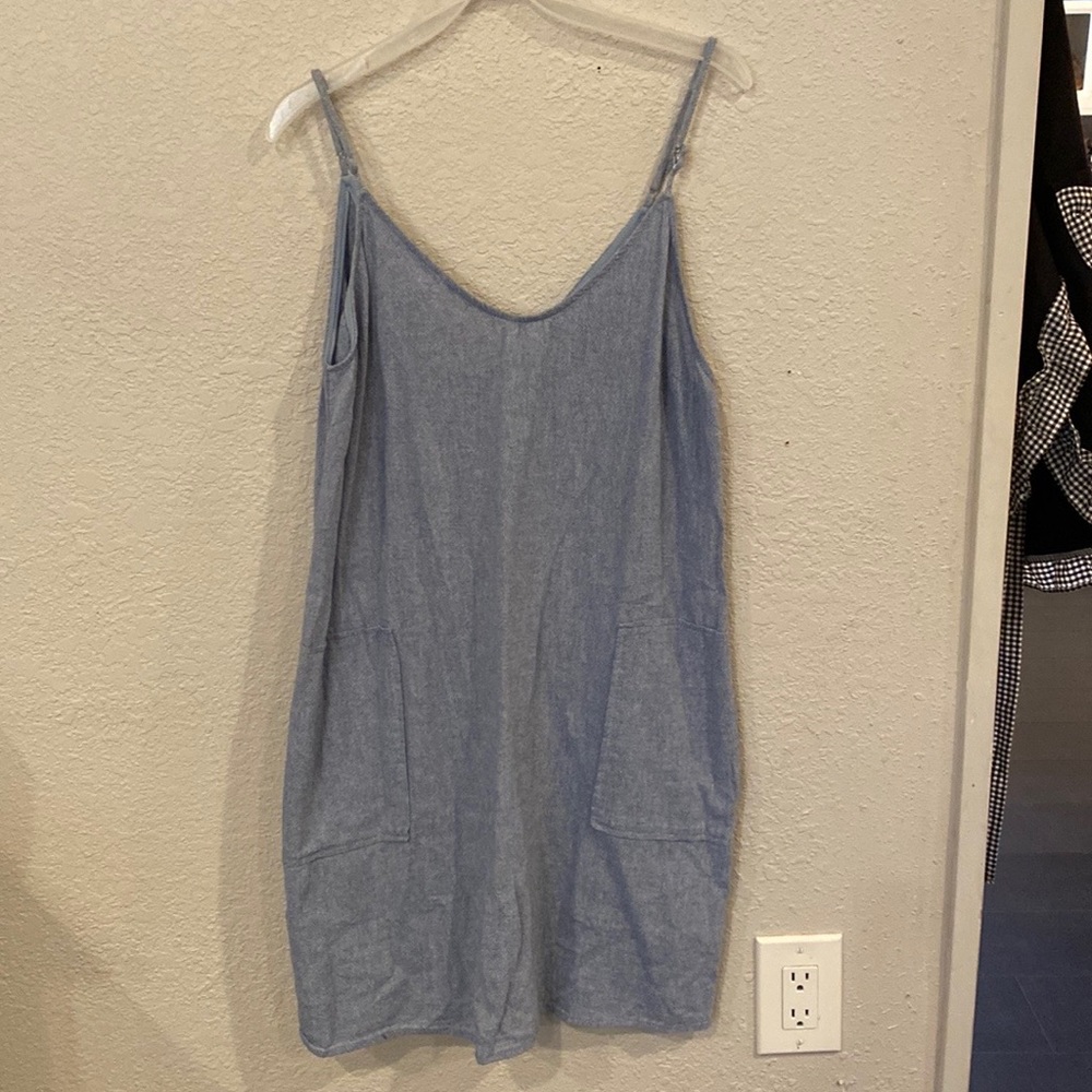 Blue Linen Dress with pockets